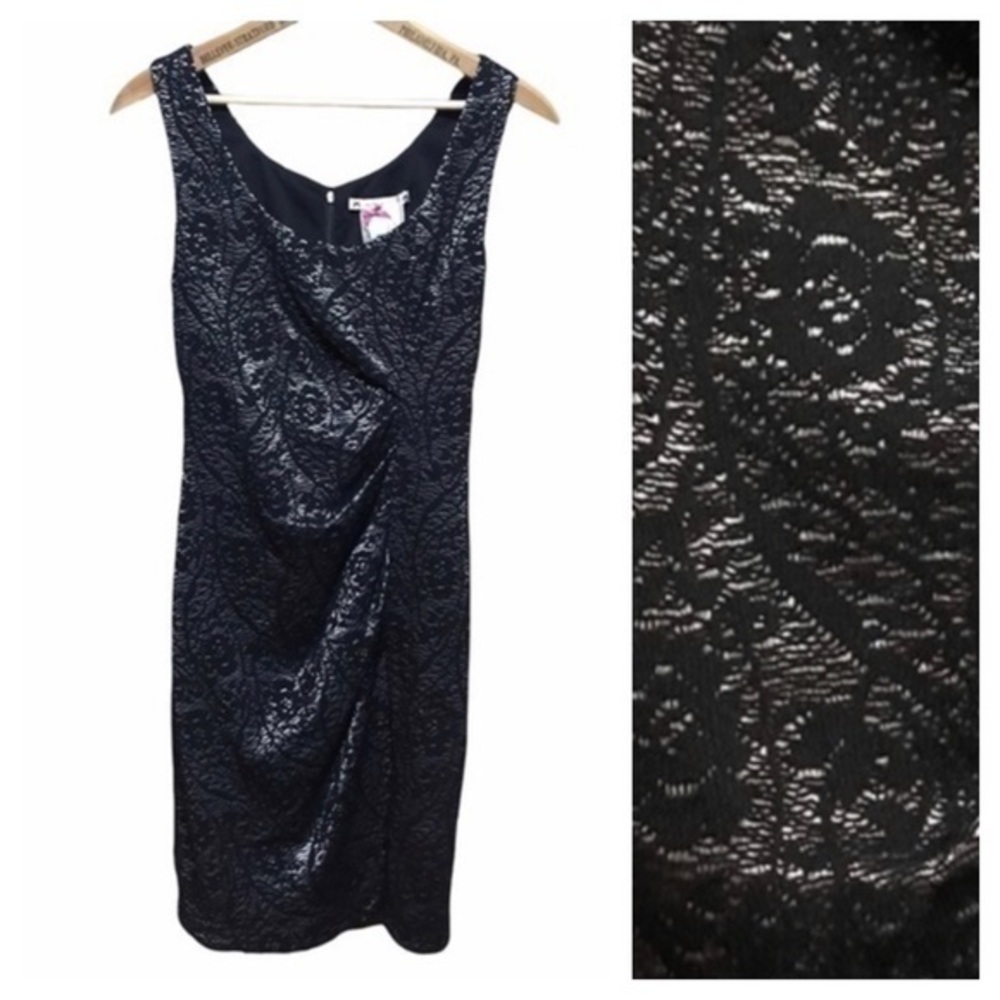 Anthropologie Yoana Baraschi Black Silver Lace Mini Dress XS